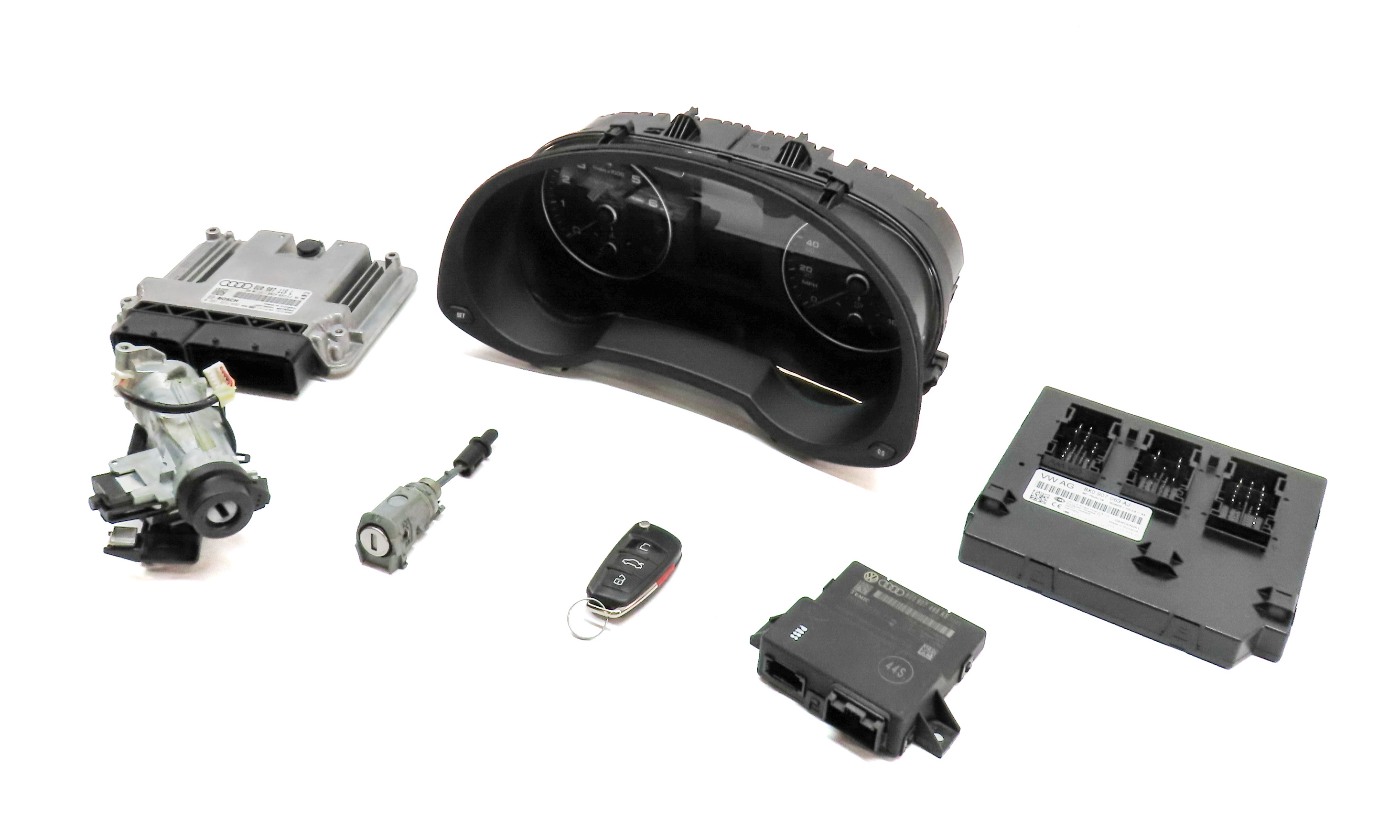 18 AUDI Q3 8U 2.0L TURBO CCTA SPEEDOMETER ECU IMMOBILIZER MODULE KEY SET (108k) — exact item pictured